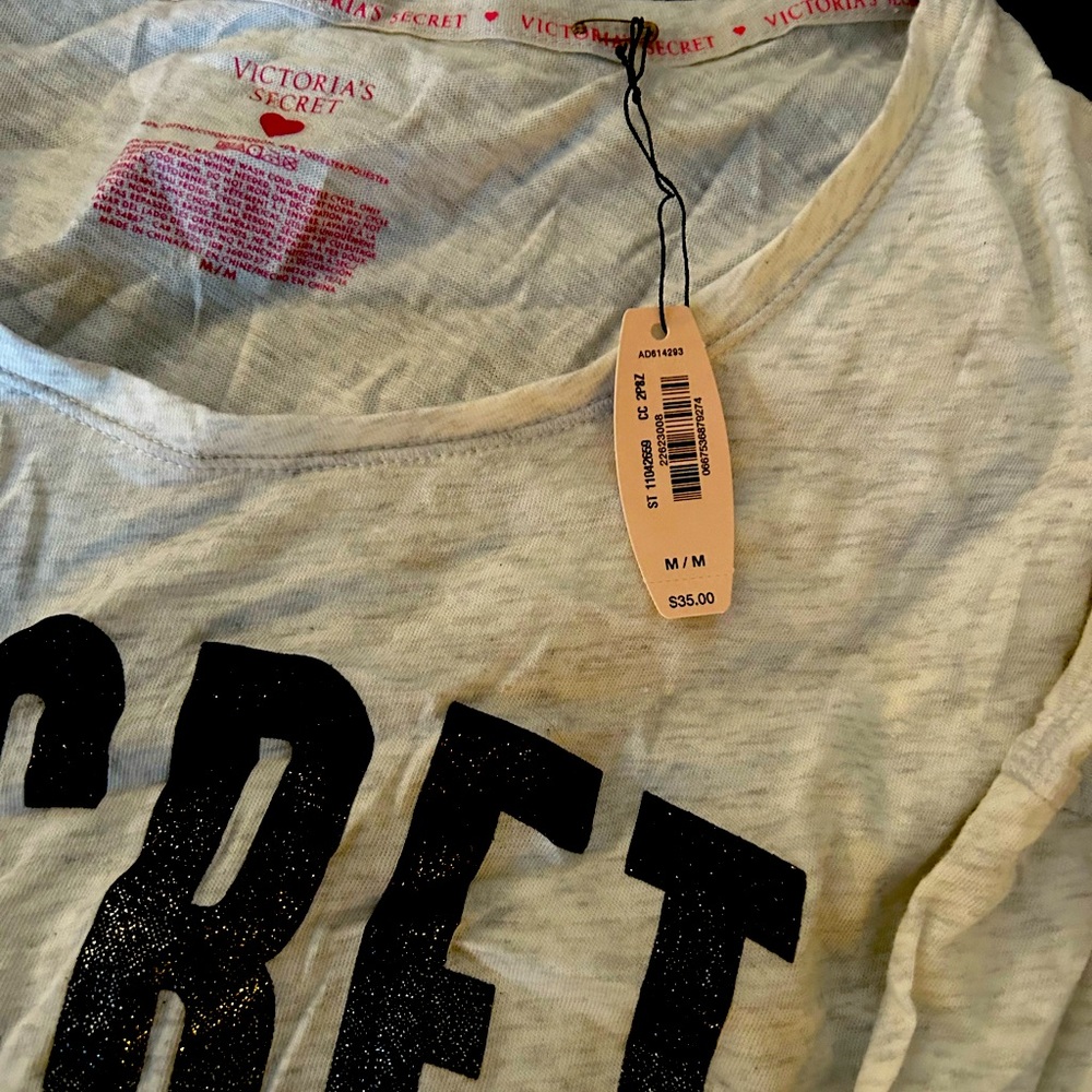 Victoria's Secret Light Cream Nightgown with Black Print